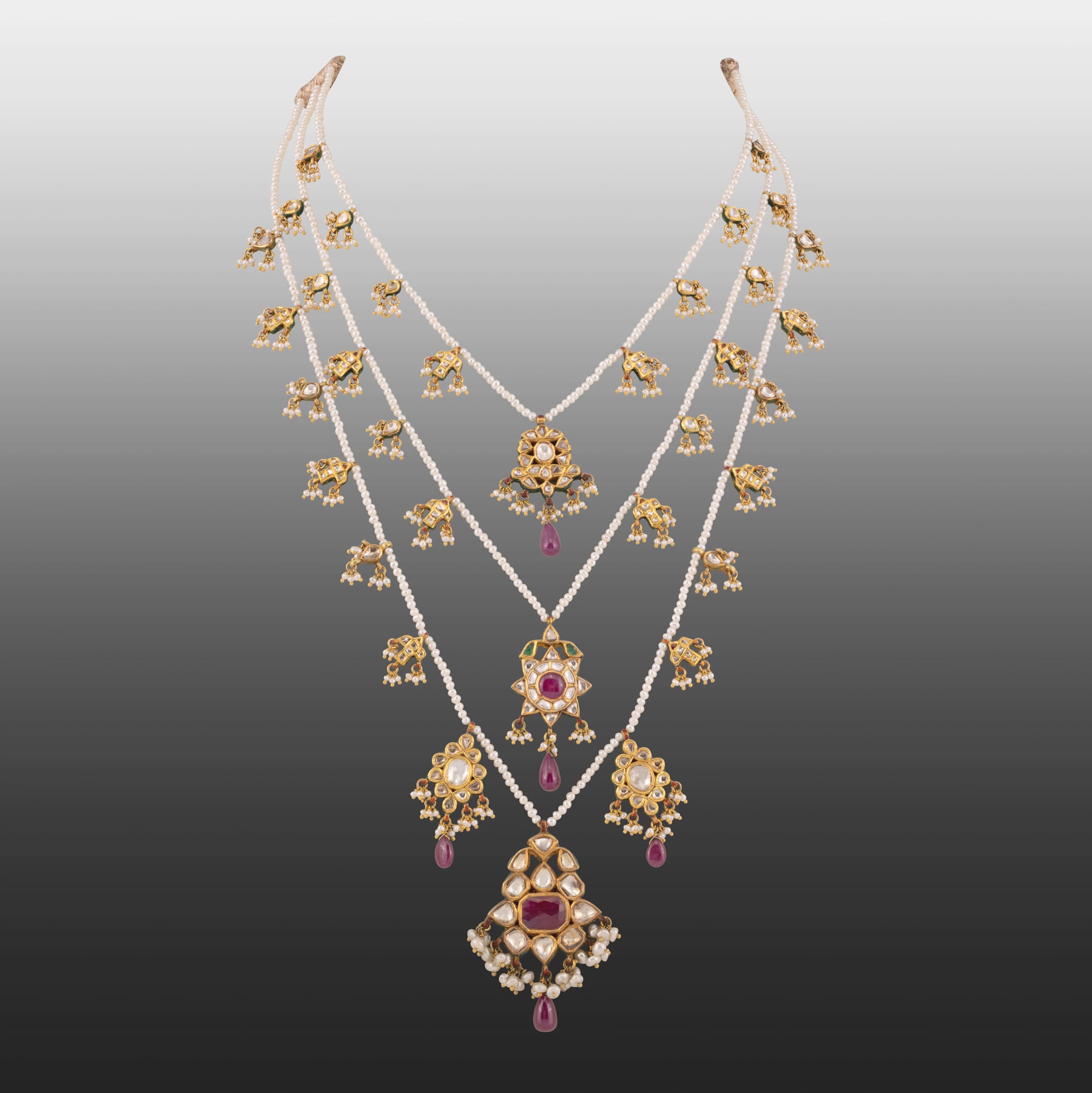 Teen Lada Necklace with Polkis, Rubies, and Pearls